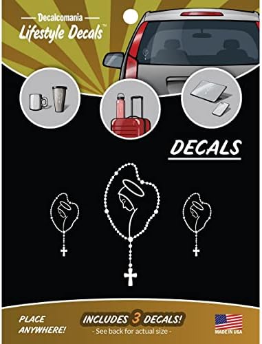 Decalques de Rosário de Mary para Caminhão de Caminhão de Caminhão Coloque Celular Celular - Conjunto de 3 adesivos cristãos para carros adesivos - Religioso Santo Rosário Decal