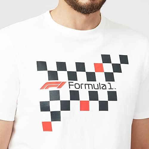 Fórmula 1 - Mercadoria Oficial - T -shirt Gráfico de Flag - Branco - Tamanho: S