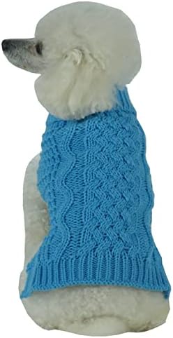Pet Life ® giratória de moda Sweater - Designer Sweater de cães pesados ​​de malha com pescoço de tartaruga - roupas de cachorro de inverno projetadas para se aquecer