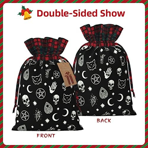 Bolsas de presente de cordão de Natal-Cat-Skull-Moon-Star Buffalo Plaid Smags Bag Party Favors Bacs