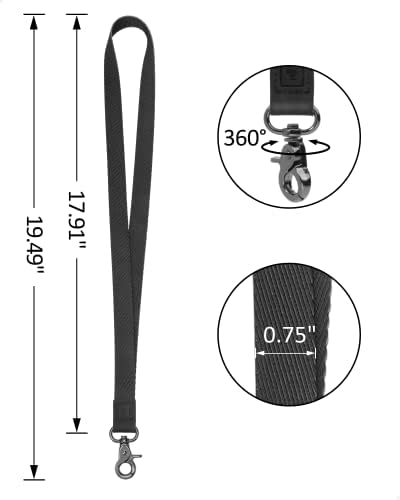 Mngarista cordão para chaves, porta -chaves fria do pescoço, cordão longo para a carteira de identificação, preto