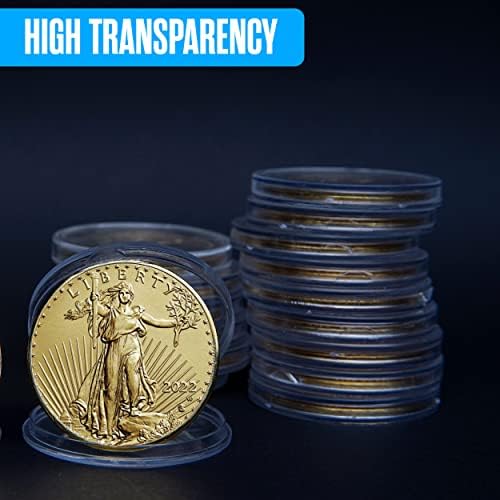 Houseables Silver Dollar Coin Titis, protetores de moedas, cápsulas de águia, ID de 40 mm, 25 pacote, plástico, claro, estojo de armazenamento