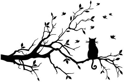 Cat Cat em Long Tree Branch Wall Decal