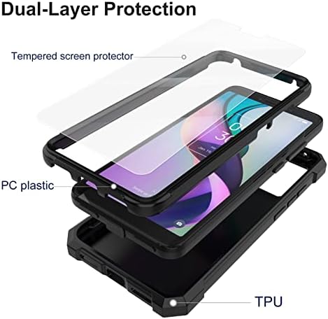 Ailiber para caixa TCL ION X, capa de telefone T-Mobile Tcl ION X com vidro temperado com protetor de tela, proteção da estrutura da