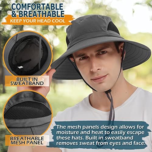 Einskey Sun Hat for Men/Women, Chapéu de balde de largura à prova d'água, chapéu de boonie dobrável para pesca na