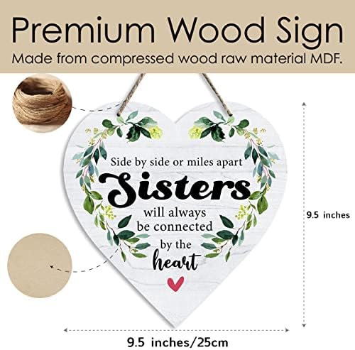 Presentes irmãs para mulheres lado a lado ou quilômetros afastados irmãs de madeira pendurada em forma de madeira em