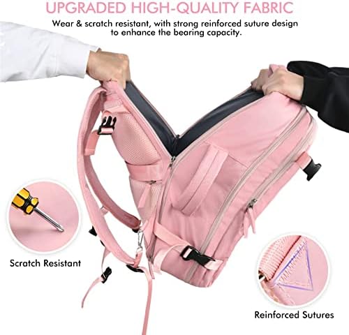 Beraliy 2 peças Backpack preto e rosa Backpack como pessoa de vôo de itens Airline de vôo, 40L Carry On Backpack, mochila de laptop de 17 polegadas, mochila à prova d'água de caminhada durável