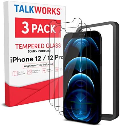 Talk Works Protetor de tela de vidro temperado premium para iPhone 12/12 Pro - Inclui bandeja de instalação, anti -Glare, prova