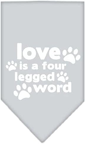 Mirage Pet Products Love Is A 4 Leg Word Print Bandana para animais de estimação, grande, roxo