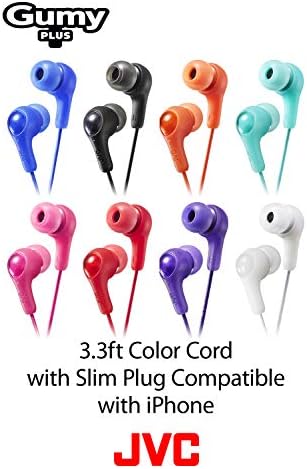 JVC Gumy em fones de ouvido fones de ouvido, som poderoso, ajuste confortável e seguro, peças de orelha de silicone