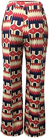 Mulheres Cantura alta calças de pernas largas Pontas tradicionais africanas Impresso calças longas e retas calças soltas casuais