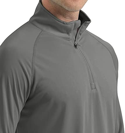 Crysty Men's Upf 50+ camisas de pesca de manga comprida Proteção solar Caminhada 1/4 zip tops