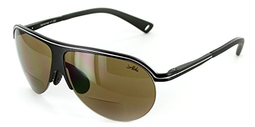 Óculos de sol de aviador bifocal de Bahamaz - lentes ópticas e armações de alumínio prontas para prescrição - 60 mm x 18mm x 130mm