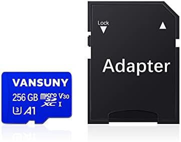 Vansuny Micro SD Card 256 GB cartão de memória microSDXC com adaptador SD A1 App Performance V30 Recordagem de vídeo