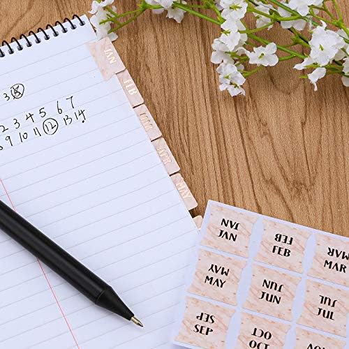 AIEX 24PCS Monthly Tabs Calendário Adesivos, adesivos de calendário mensal Guias do índice adesivo para planejadores,