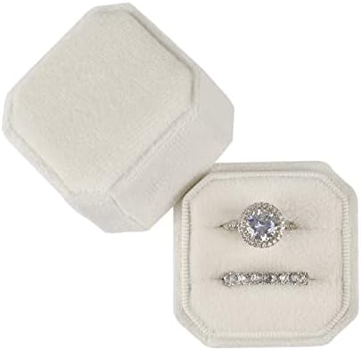 Nicgor Velvet Ring Box slots, presentes para propostas de engajamento e fotografias da aliança de casamento - Caixas de anel de jóias de octógono