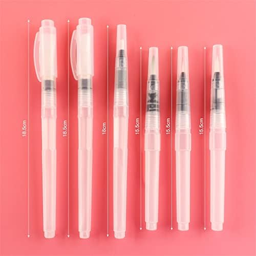 Geltdn 6 PCs Pontas de água planas/finas de ponta reabastecível canetas de escova de cor de água conjunto para aquarelas