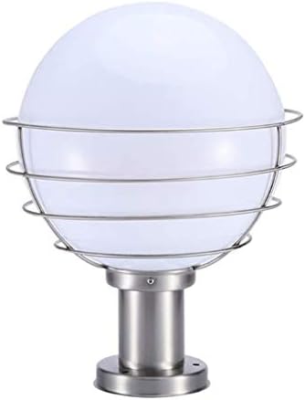 Lâmpada de aço inoxidável Lukeo Lâmpada de bola à prova d'água ao ar livre, abajur de acrílico branco, decoração de iluminação de