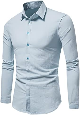 Camisas longas de negócios masculinas botão de cor sólida para baixo