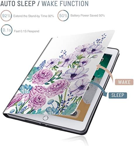 Case para o novo iPad Air 4 2020, iPad Air 4th Generation Case 10.9 '', [Auto Sleep/Wake], [Setor de lápis embutido] Série Flowers