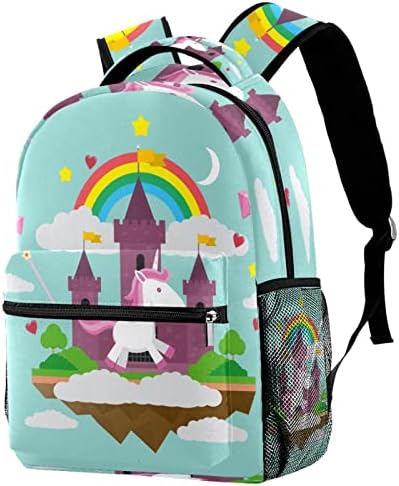 Adamion Backpack School Unicorn fofo fofo rucksack bookbag saco de colégio Daypack para viagens ao ar livre 11.5x8x16 em