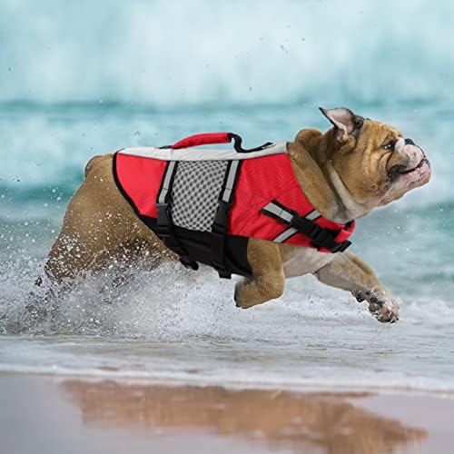 Colete de jaqueta salva -vidas queenmore de cachorro natação cães médios pequenos neoprene colete vitalício de cão reflexivo de cão reflexivo para passear de passeio de passeio