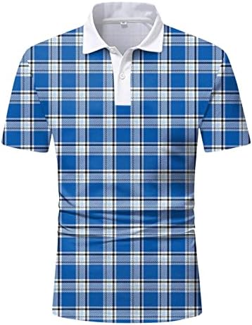 Camisas pólo xadrez masculinas de HDDK, manga curta de camisa de golfe casual de tênis de tênis de tênis de tênis