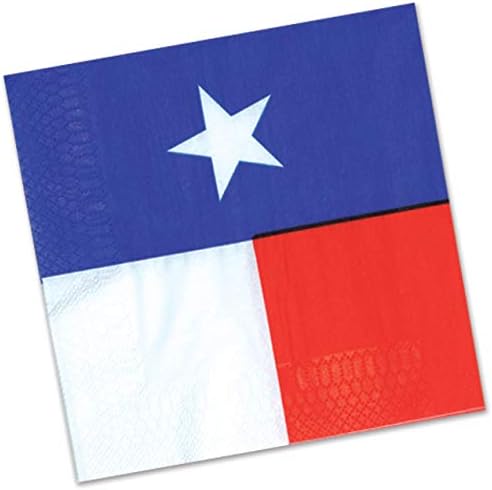 Beistle 16 peças 2-Ply Texas Star Star State Bandeira Almoço Guardanapo Guardanapo Ocidental Mábulos de Tabela de Tabela, 6,5