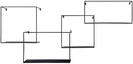 Conjunto Kimisty de 4 prateleiras flutuantes que se cruzam de metal, prateleira decorativa de parede quadrada grande, prateleiras