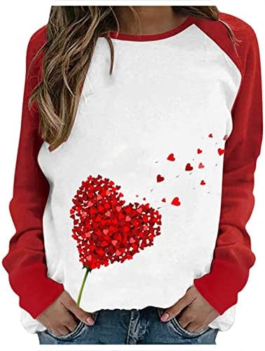 Camisa raglan do dia dos namorados tops mulheres fofas ovelha coração estampa de manga longa camisetas camisetas de pullover