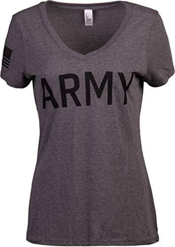 Neck em V das Mulheres do Exército | Militar Militar de Infantaria Bandeira Feminina Soldado T-shirt Mamãe Top