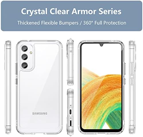 Case Samsung A34 5G, Samsung Galaxy A34 5G Case Clear, com [Protetor de tela de vidro temperado] [4 airbags embutidos] [não amarelo]