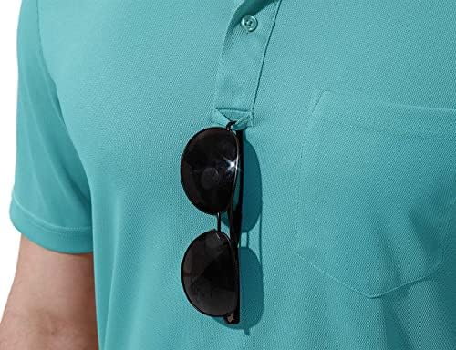 TBMPOY Camisas de pólo masculinas com bolso de bolso de manga curta Camisa de golfe ao ar livre de esportes rápidos e secos