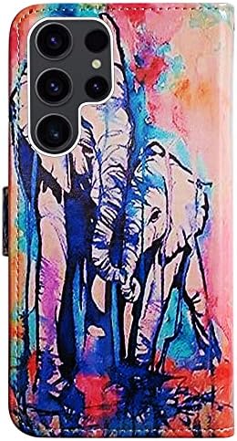 BCOV Galaxy S23 Ultra Caso, elefante capa da caixa de telefone Família Família Família com suporte de cartas Kickstand para Samsung Galaxy S23 Ultra