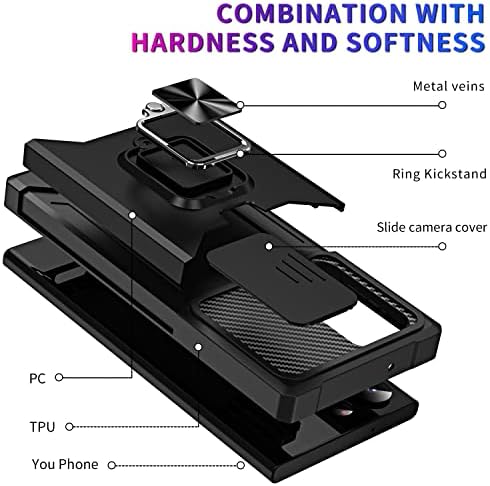 TDTOK para Samsung Galaxy S23 Caso Ultra com Kickstand Magnetic Kickstand, caixa de choque Ultra Slim para Galaxy S23 Ultra com