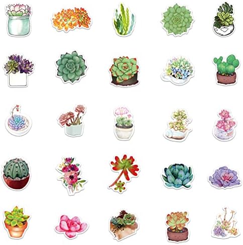 Qiana suculenta plantas verdes adesivos 101pcs cactus flores aquarela decalques de vinil à prova d'água para scrapbook