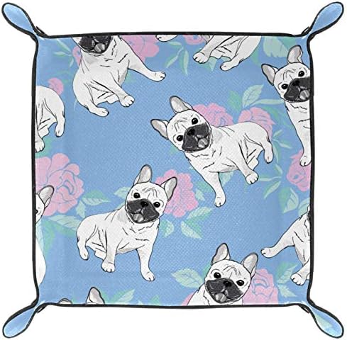 Lyetny Bulldog Pattern Organizer Bandejas Caixa de armazenamento Caddy Bandeja de desktop Alterar Chave da carteira Caixa