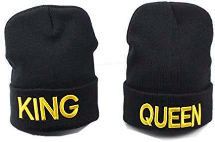 Miuniko 2pcs Fashion King and Queen Skullies Hood Winter Caps Warm Sport Gorro Hats para Casais
