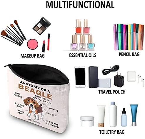 G2TUP Beagle Lover Gift Anatomy of a Beagle Makeup Bag Beagle Proprietário Bolsa Cosmética Beagle Mama Gift Dog Gift Dog Mom