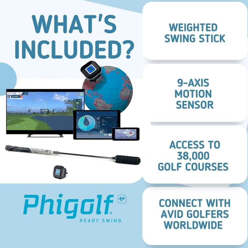 Bundle Pro Edição Phigolf World Tour Edition - Simulador de golfe em casa, Access 38.000 Campos de golfe. Inclui uma