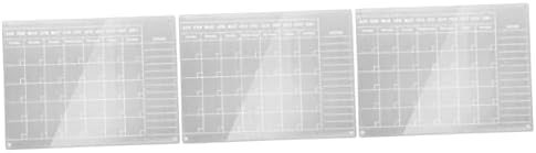 StoBok 3pcs Cozinha Lista branca Lista de geladeira Mensagem doméstica transparente Refrigerador de calendário seco Escrevendo apagável mensal para o planejador Planejamento de cronograma do quadro de quadro Magnético