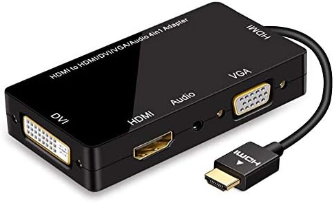 Angusplay HDMI para VGA DVI HDMI Adaptador com Audio 4 em 1 Supator de vídeo Support 1080p Compatível com caixa