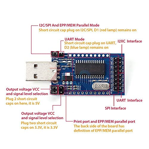 Programador CH341A USB para UART IIC SPI I2C Conversor paralelo Conversor de porta de operação Operação do módulo da placa de lâmpada