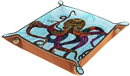 Bandeja Organizadora de Desktop Blue Octopus, bandeja de vaidade, organizador de armazenamento, bandeja de cômoda, bandeja de captura para mudança de moeda