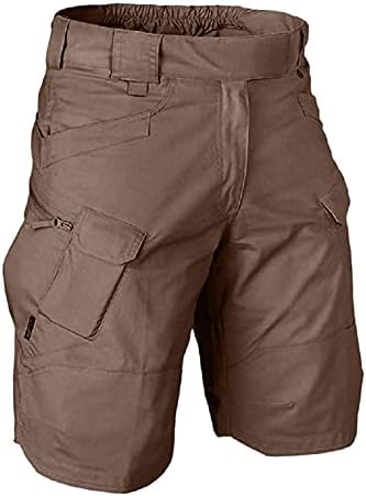 Shorts de carga de tecido wenkomg1 para homens, cintura elástica casual de cor sólida na altura do joelho atlético shorts