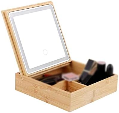 Espelho de maquiagem dobrável de houkai com caixa de armazenamento de lâmpada all-in-one para desktop tampa de espelho