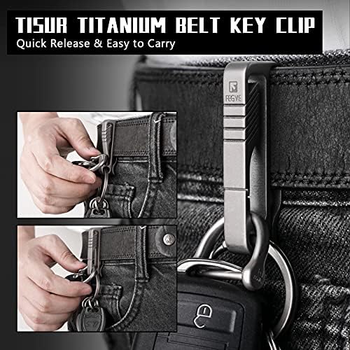 Tisur Belt Loop Keychain Clip, Titanium Carabiner Keychain Titular com anel de chave destacável para o cinto de serviço, presentes