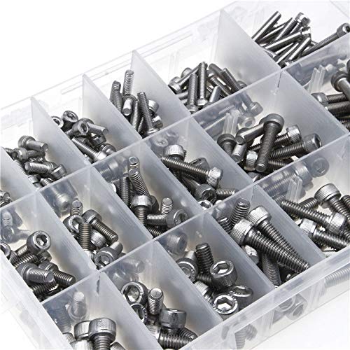 300pcs m4 m5 m6 coluna hexadecimal aço inoxidável parafusos hexagon parafusos kits de porca de parafusos variedade com caixa plástica