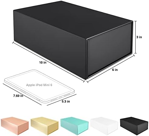 Caixas de presente preto com tampa de fechamento magnético 10 x 6 x 3 caixas de presente para presentes, luxo para