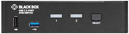 Caixa preta USB-C 4K KVM Switch, 2 portas